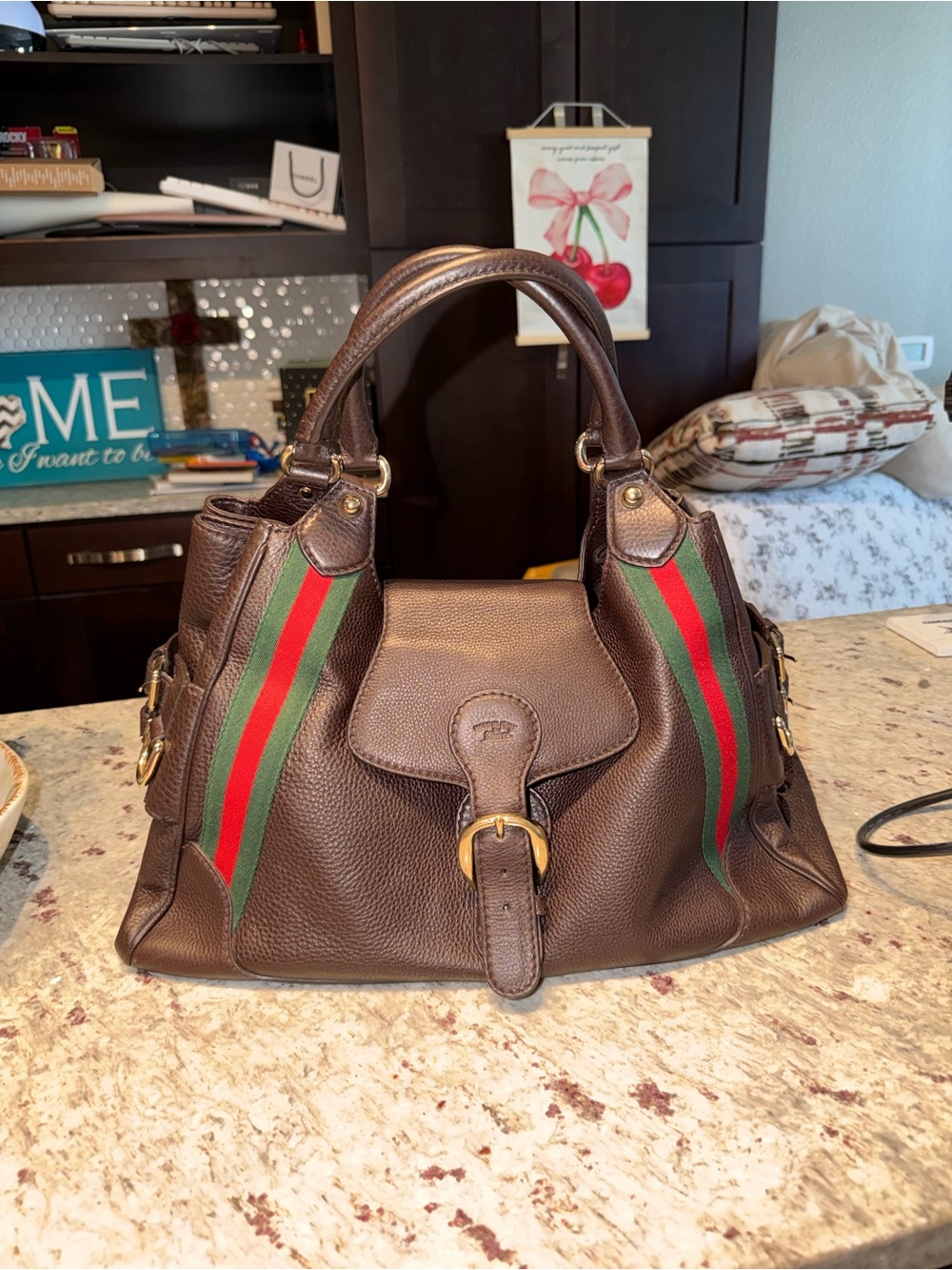 Gucci Heritage Brown Leather Shoulder Medium Bag